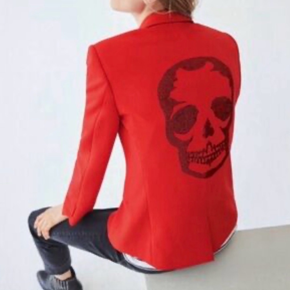 Zadig & Voltaire sz 40 vedy strass Skull Embellished Women's Jacket